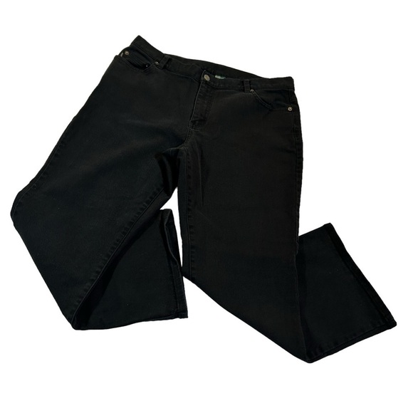 Lauren Jeans Co. Ralph Lauren Mid Rise Flare Black Denim Jeans Size 16 - Picture 4 of 12